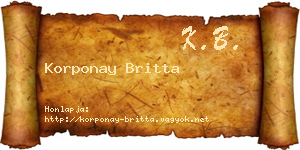 Korponay Britta névjegykártya